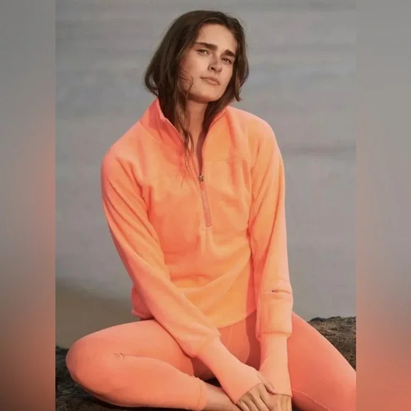 Free People Movement Great Heights Coral Pink Half Zip L (fits M) - Picture 2 of 5